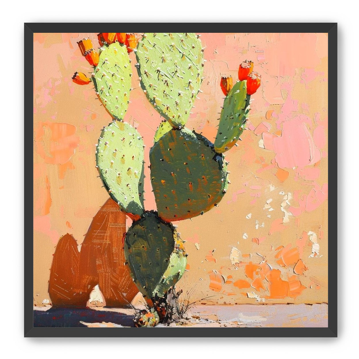 Prickly pear in sunlit plaster