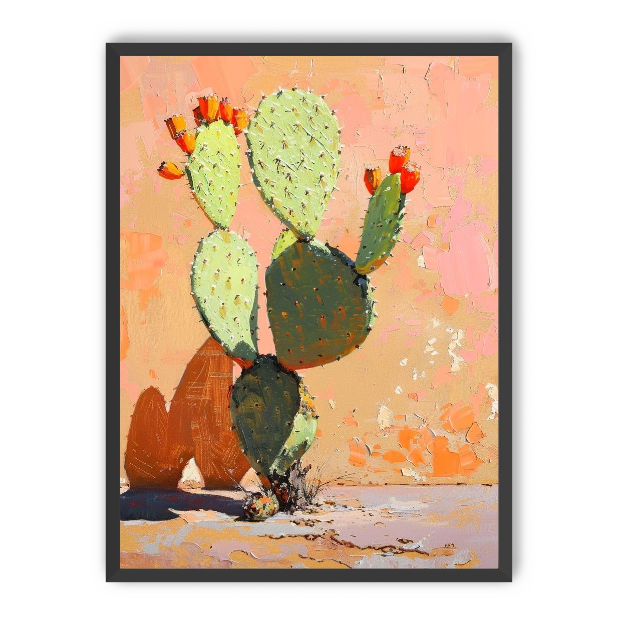 Prickly pear in sunlit plaster