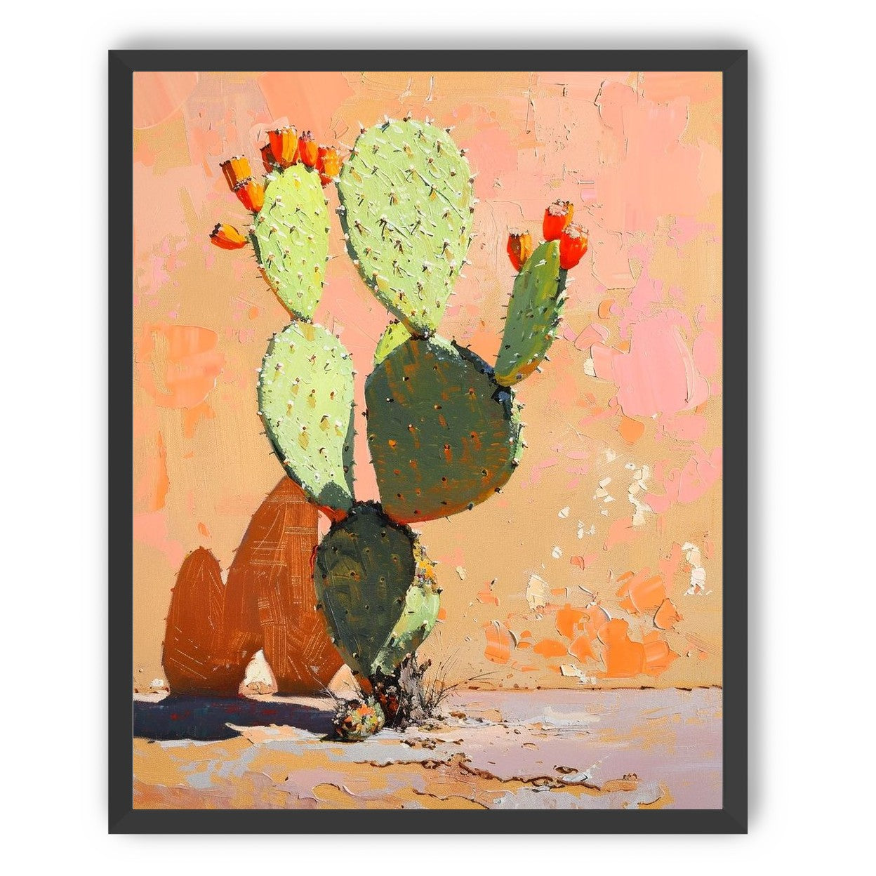 Prickly pear in sunlit plaster