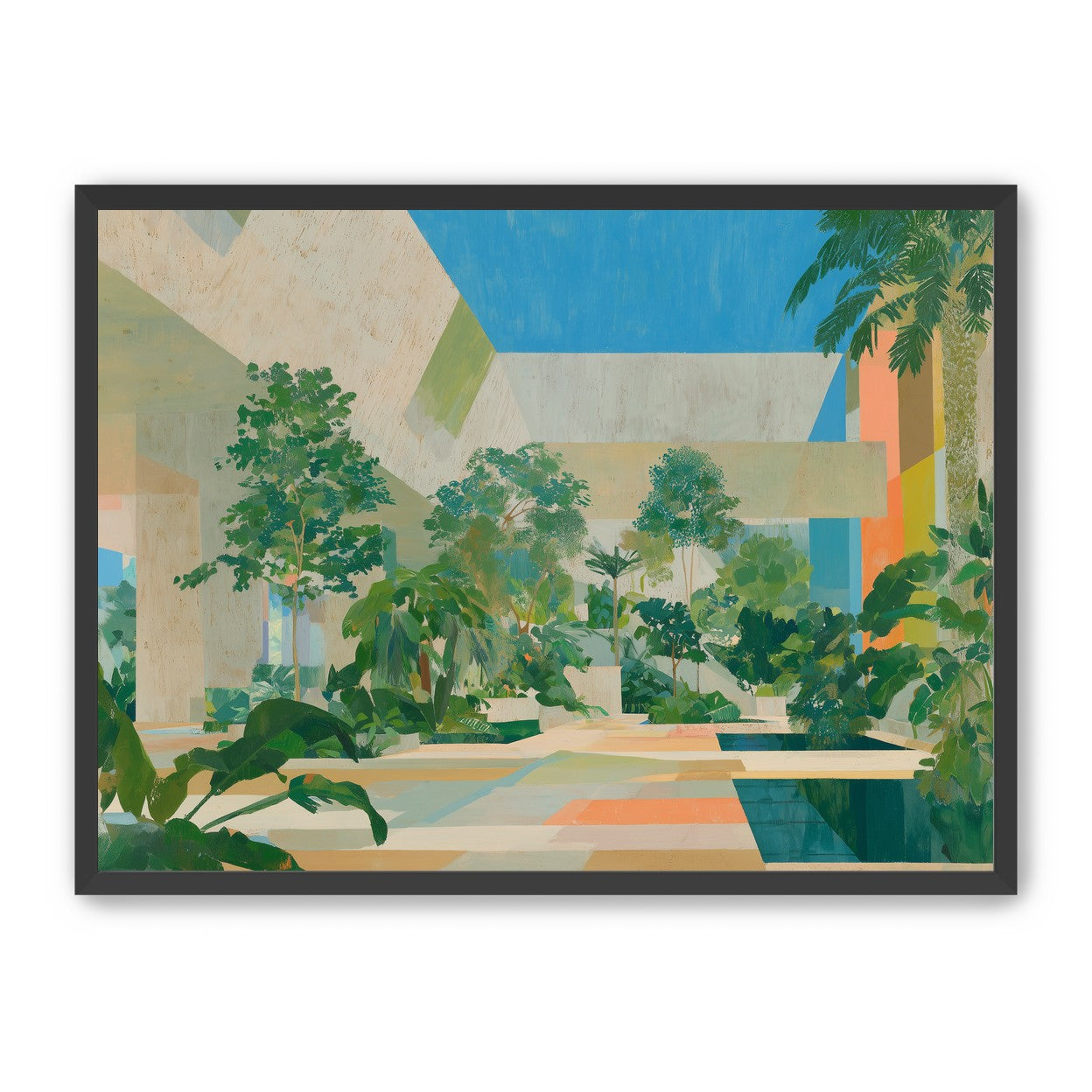 Courtyard where trees meet walls