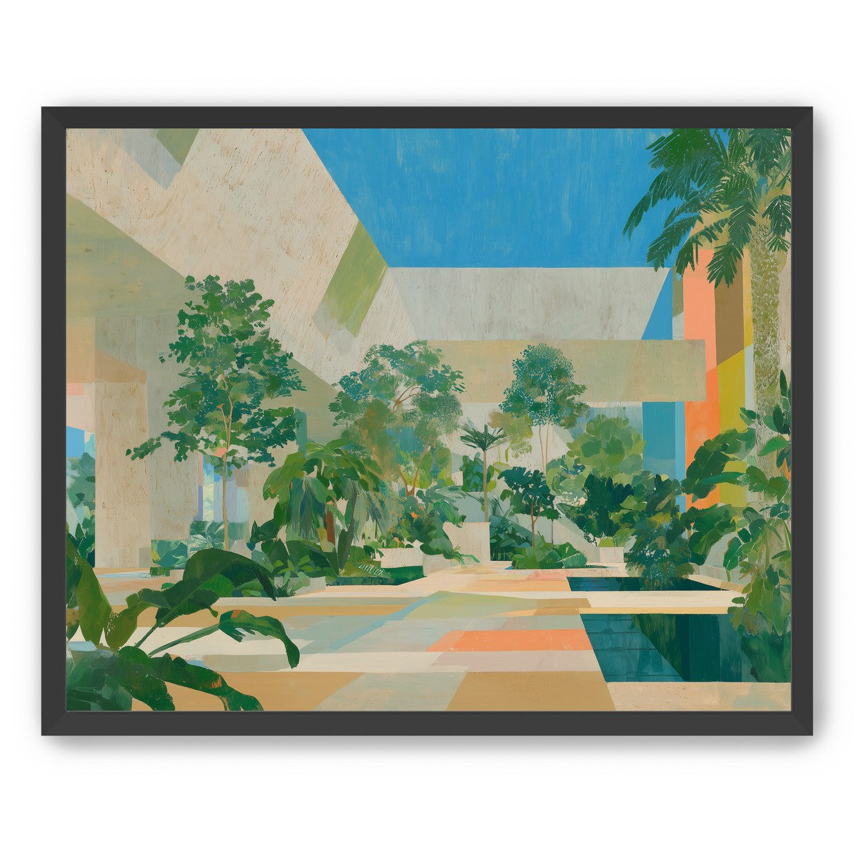 Courtyard where trees meet walls