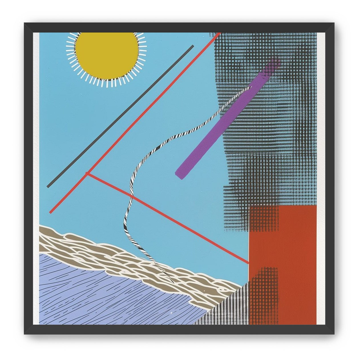 Yellow disc and crossed lines