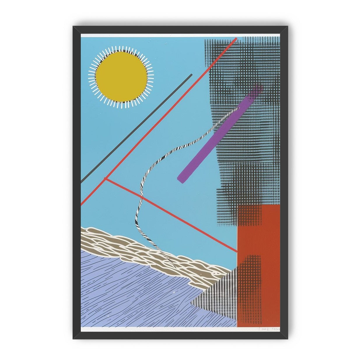 Yellow disc and crossed lines
