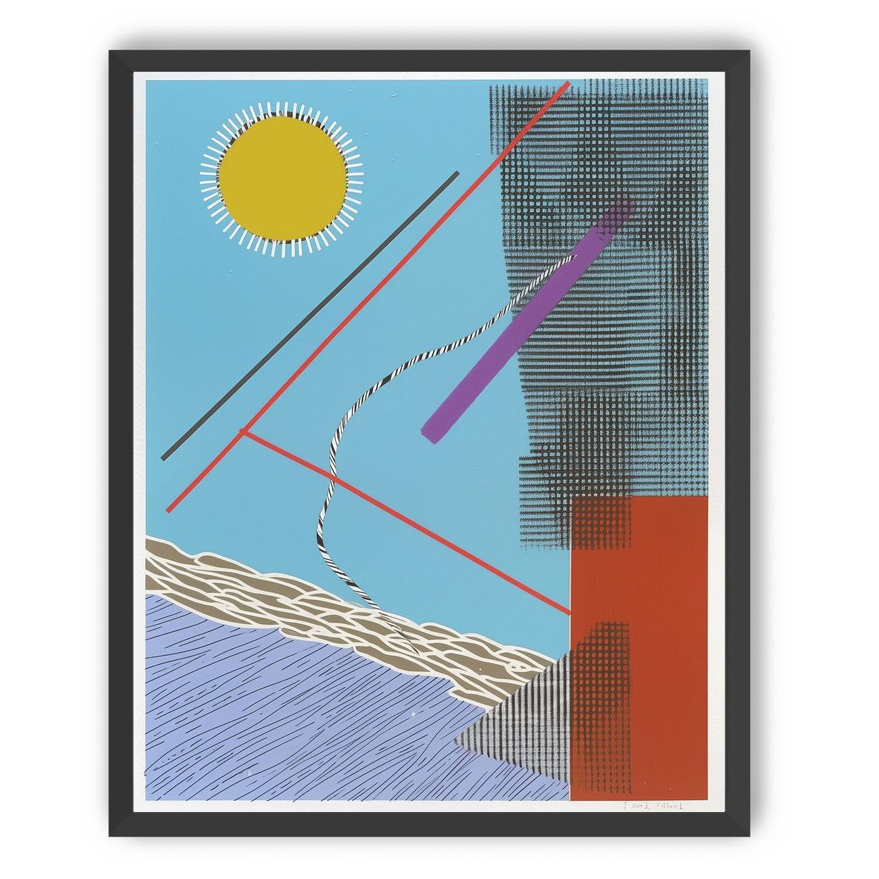 Yellow disc and crossed lines