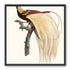 Open beak and trailing plumes
