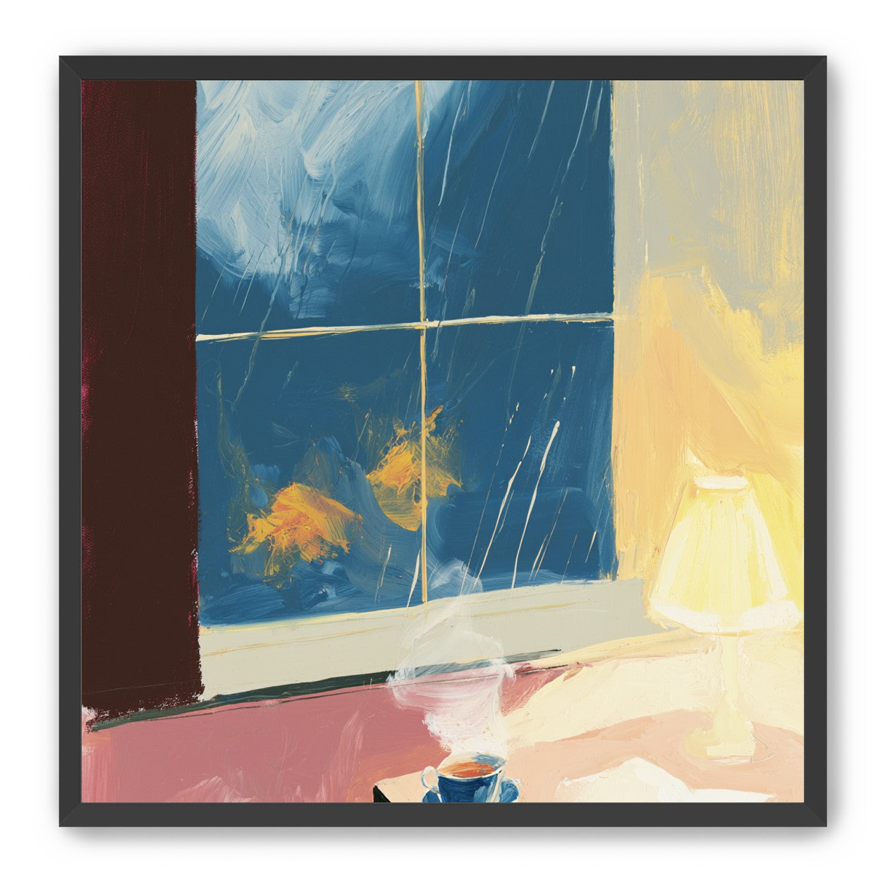 Lamplight on the rainy window