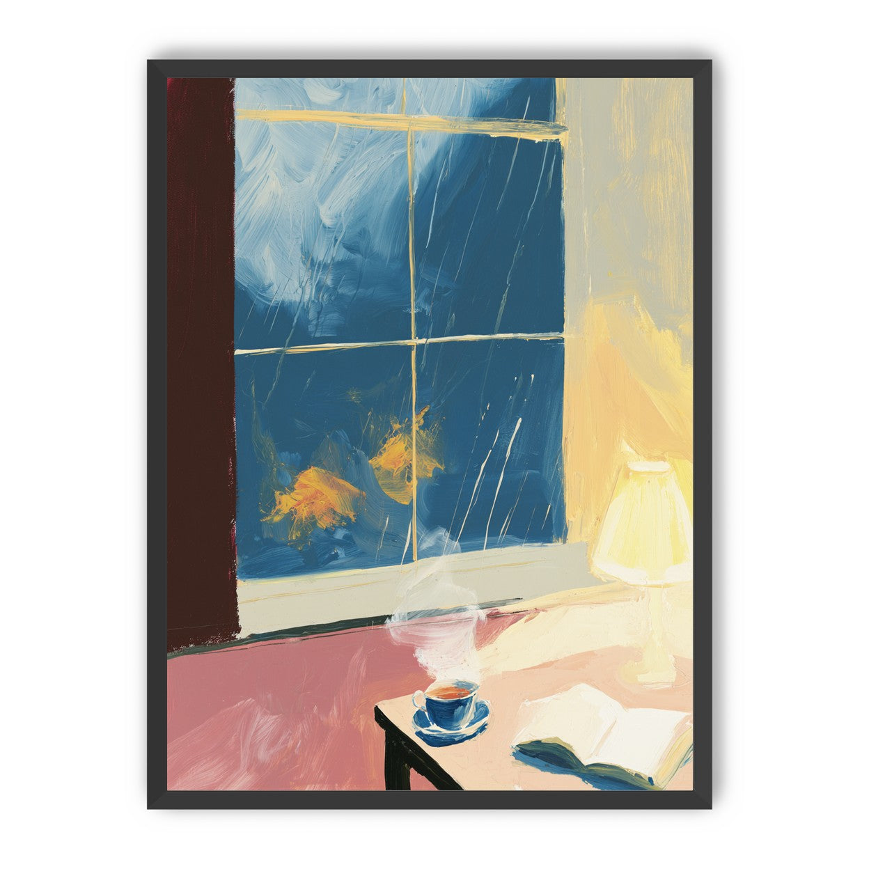 Lamplight on the rainy window
