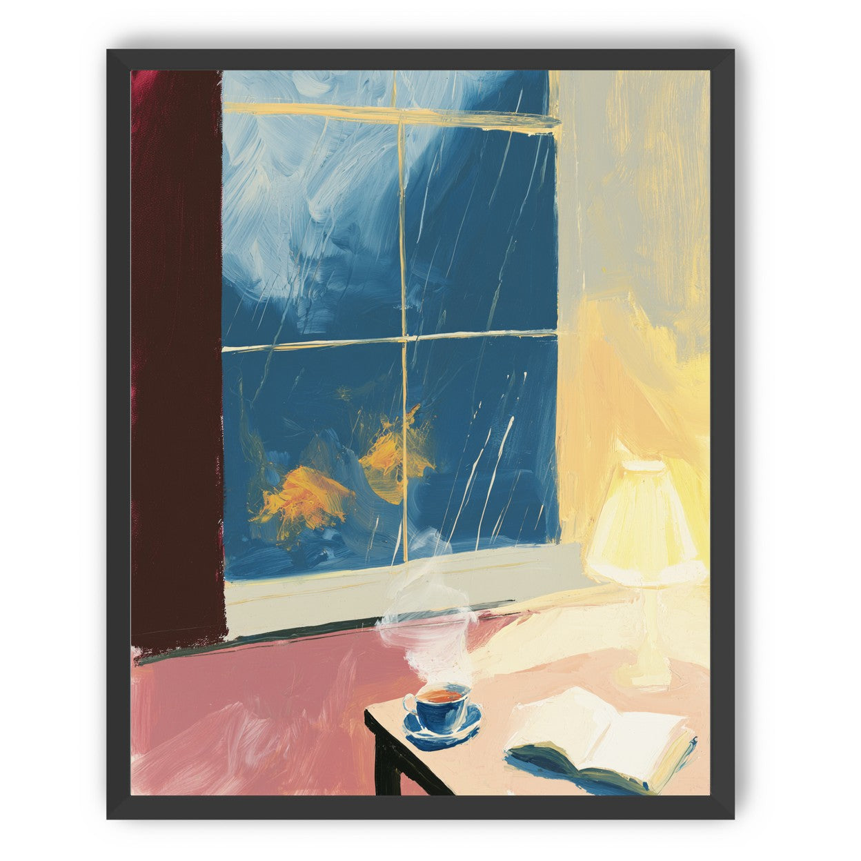 Lamplight on the rainy window