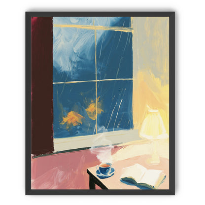 Lamplight on the rainy window