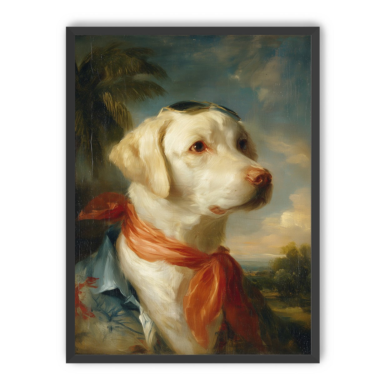 White dog in red scarf