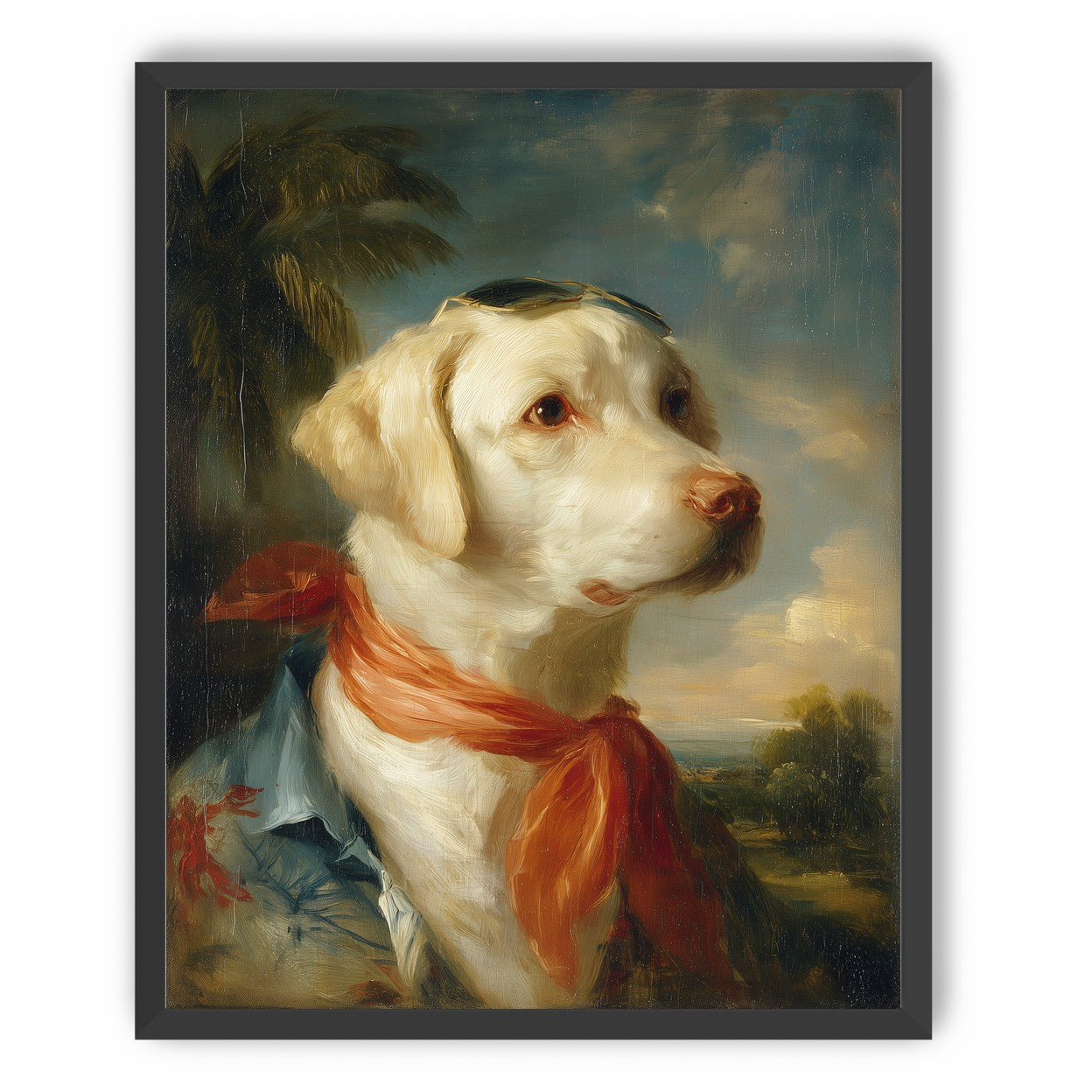 White dog in red scarf