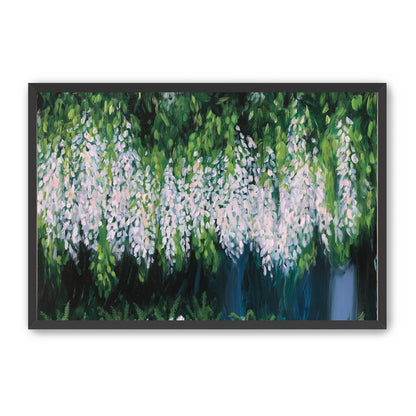 Pale blossoms in green shade