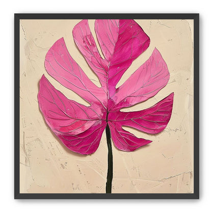 Pink leaf on plaster white