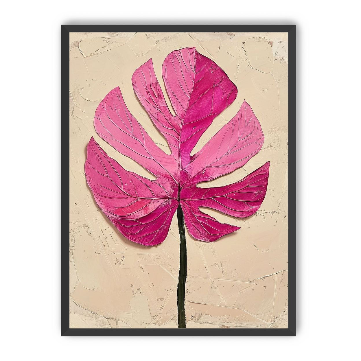 Pink leaf on plaster white