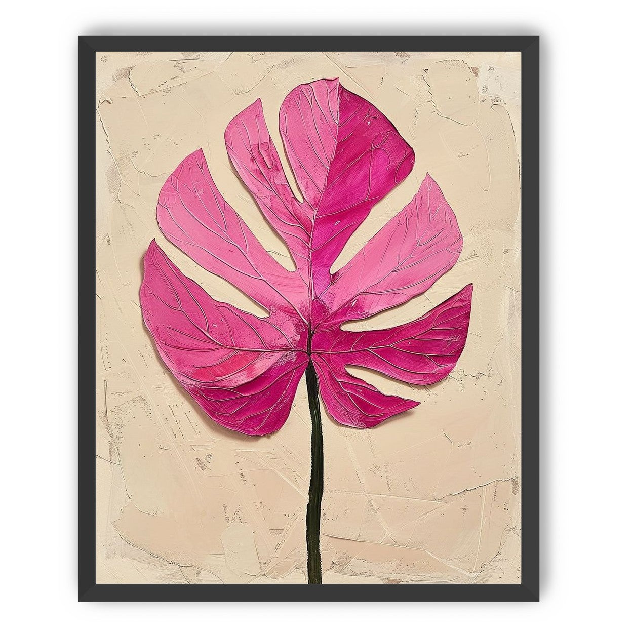 Pink leaf on plaster white