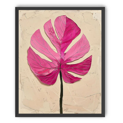 Pink leaf on plaster white
