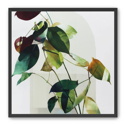 Leaves across a pale arch