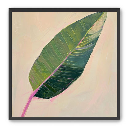Green leaf with pink spine