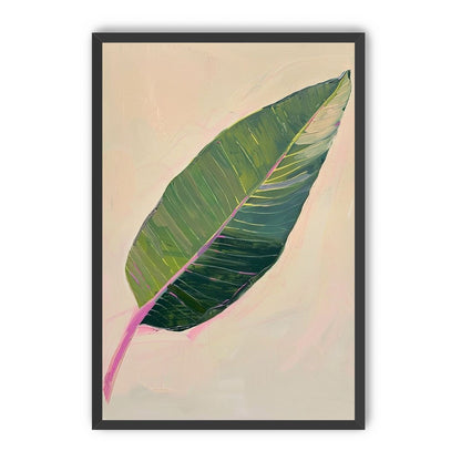 Green leaf with pink spine