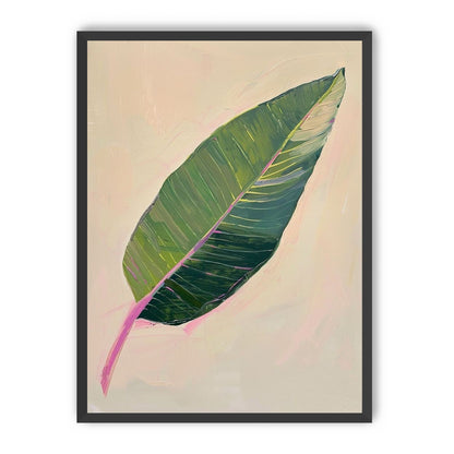 Green leaf with pink spine