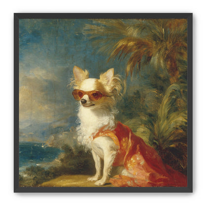 Sunglasses on the seaside dog