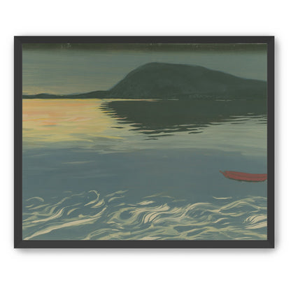 Red boat on still water