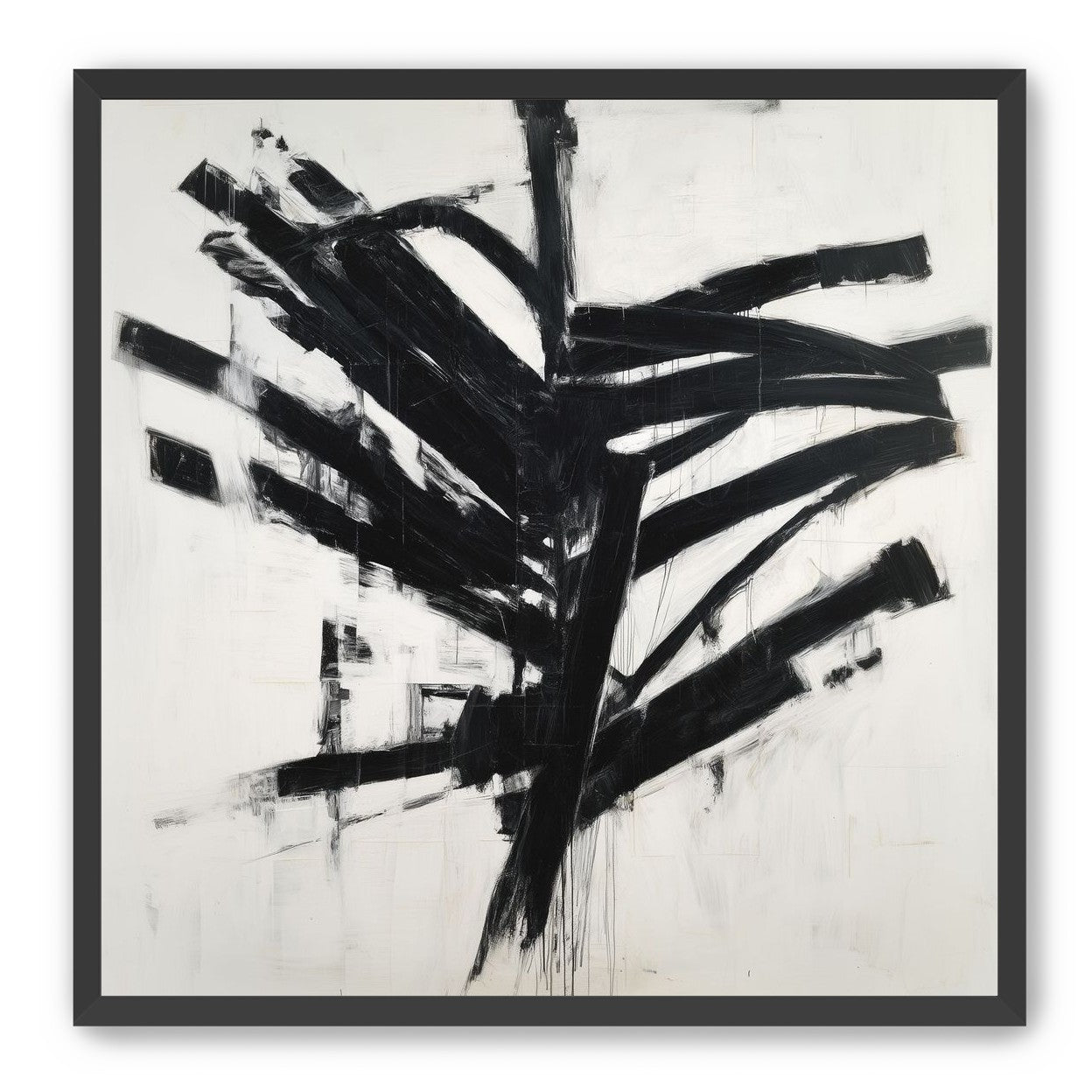 Black mass across white field