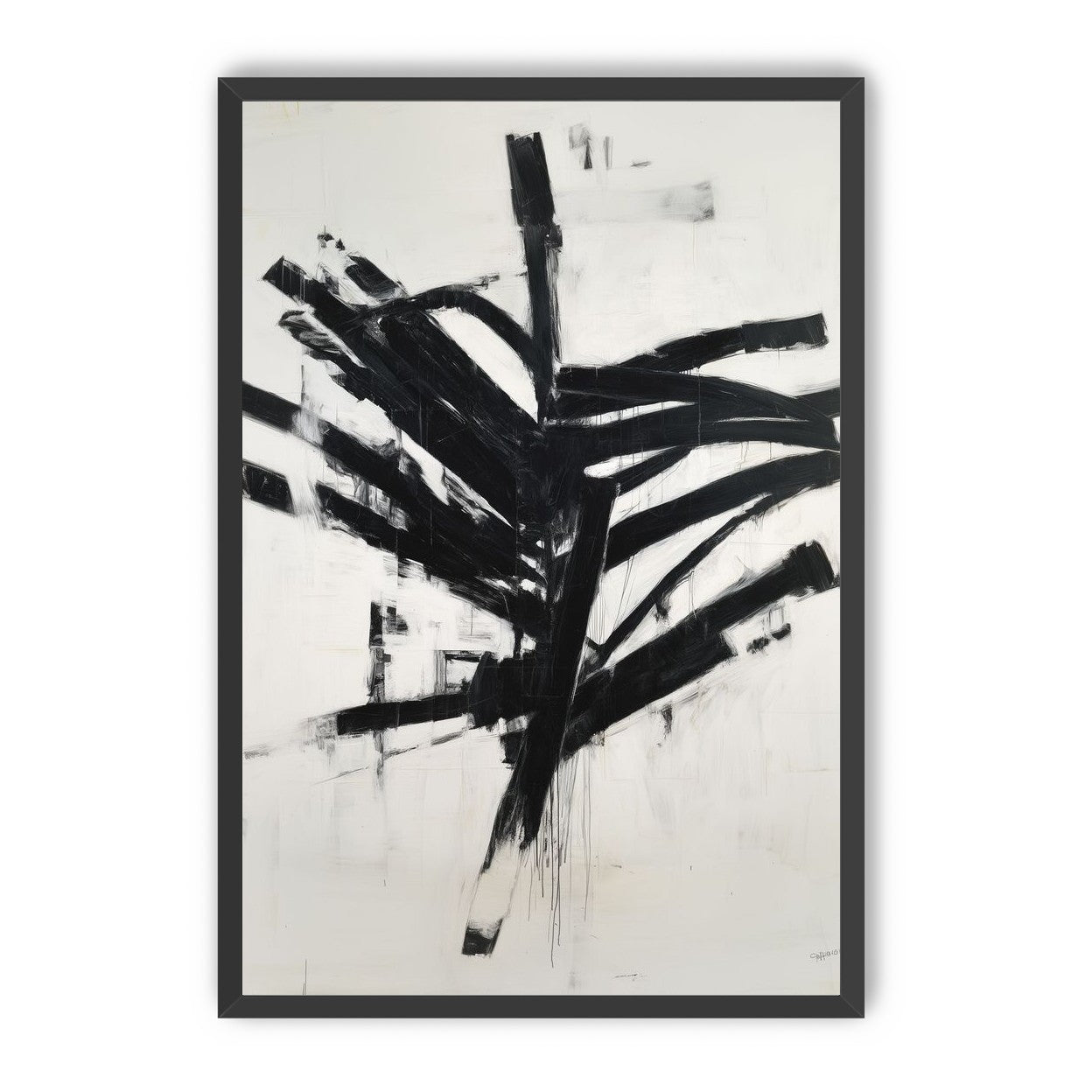 Black mass across white field