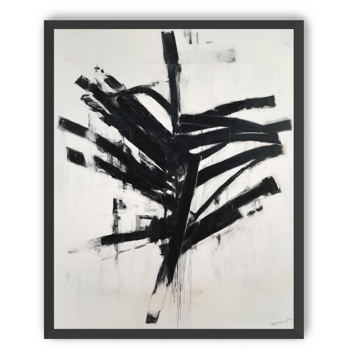 Black mass across white field