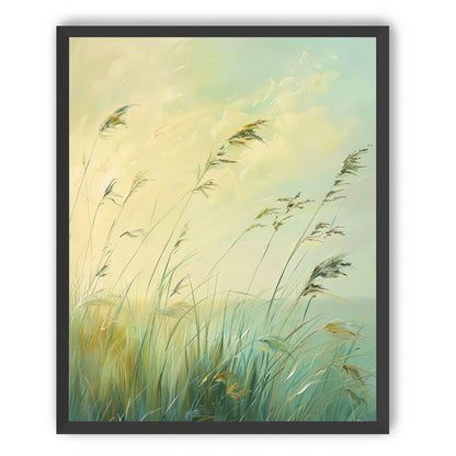 Windbent beach grass sky