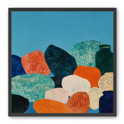 Stones beneath a blue field
