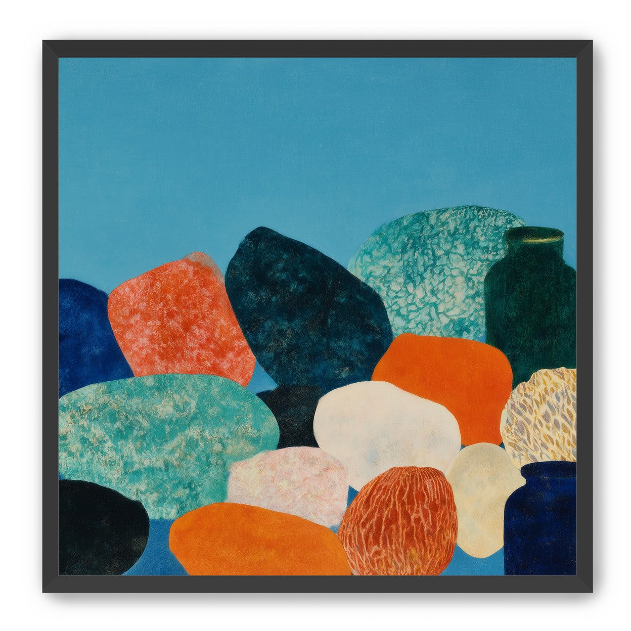 Stones beneath a blue field