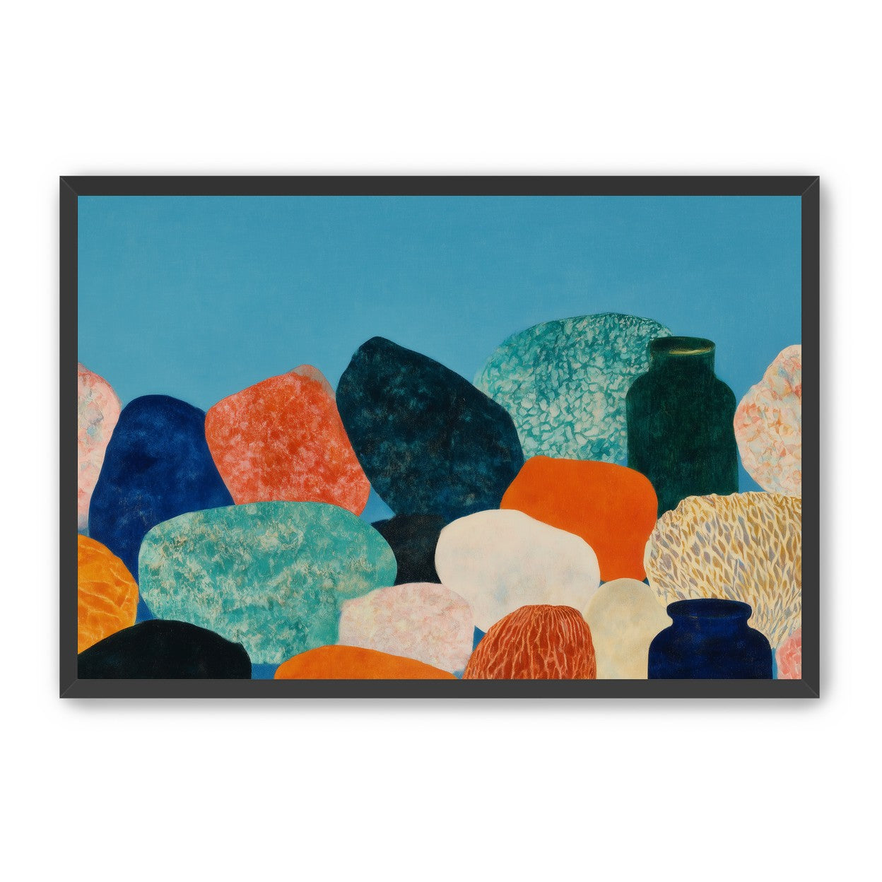 Stones beneath a blue field