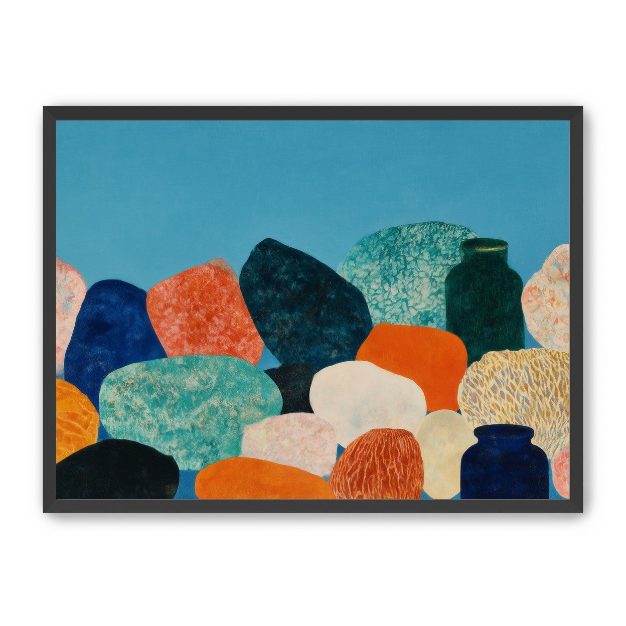 Stones beneath a blue field