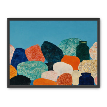 Stones beneath a blue field