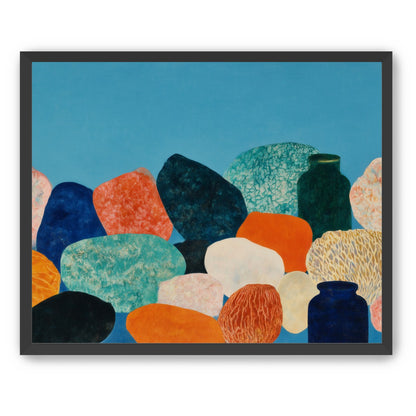 Stones beneath a blue field