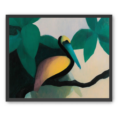 Blue beak in teal leaves