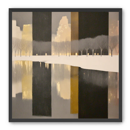 City lights in winter water