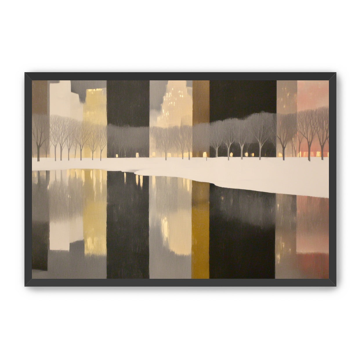 City lights in winter water