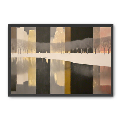 City lights in winter water