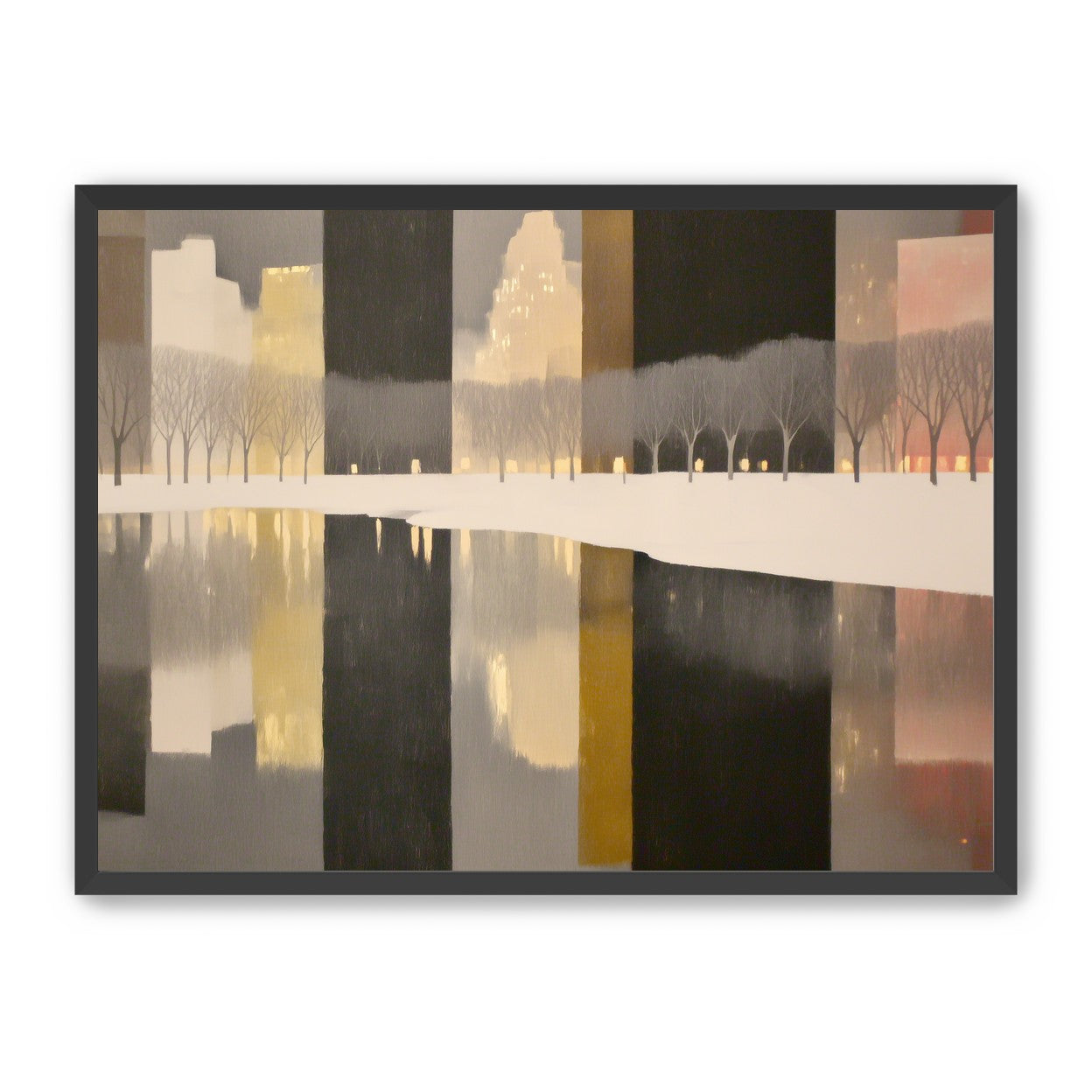 City lights in winter water