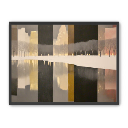 City lights in winter water