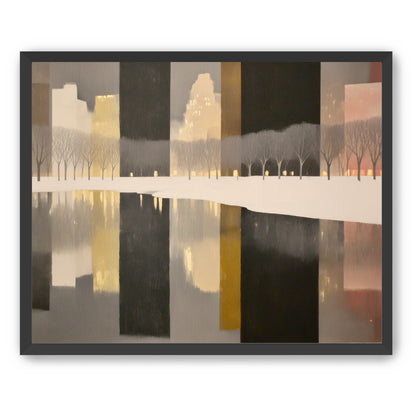 City lights in winter water