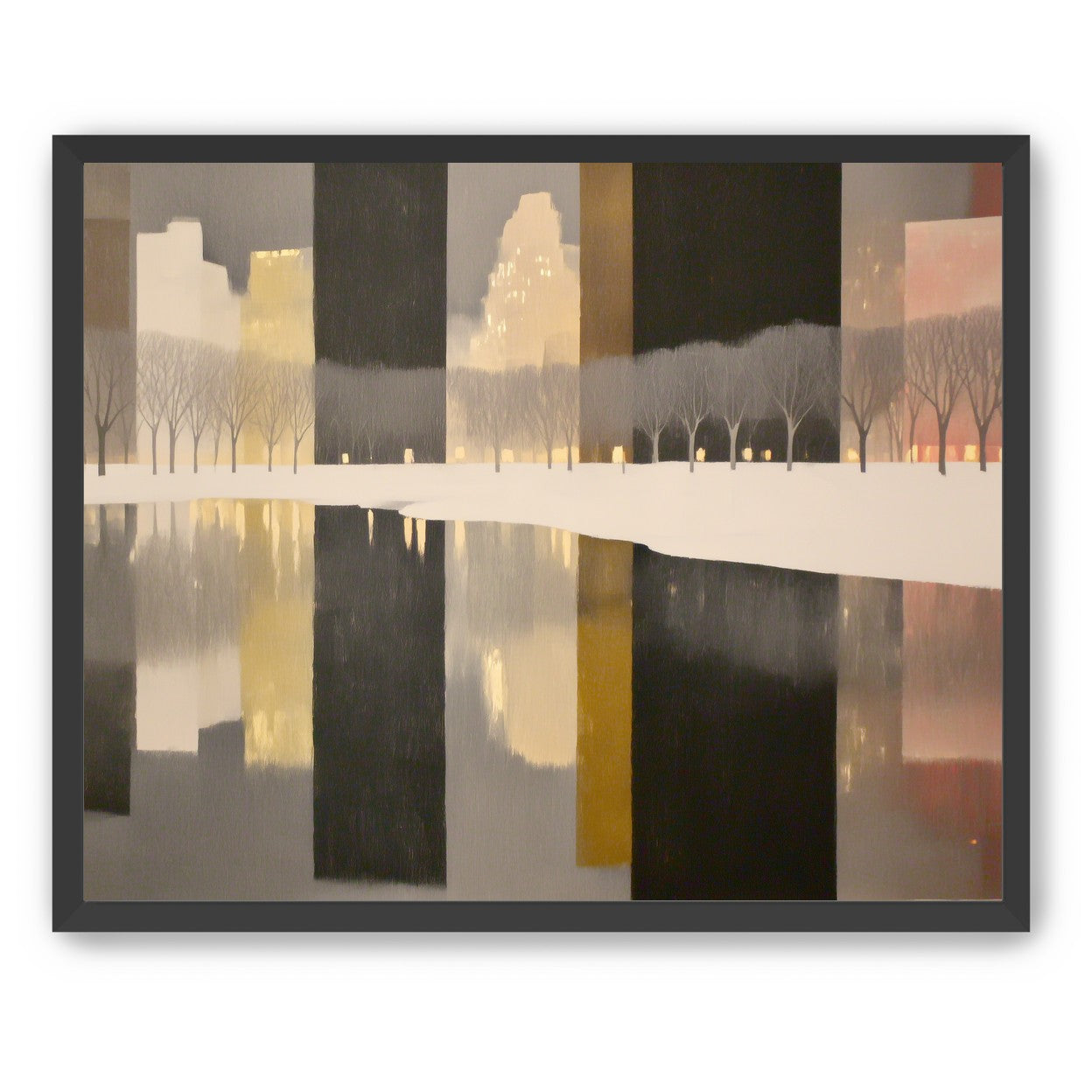 City lights in winter water