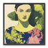 Green leaves behind her portrait