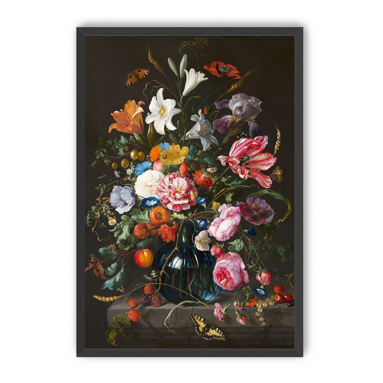 Butterflies over the blue vase