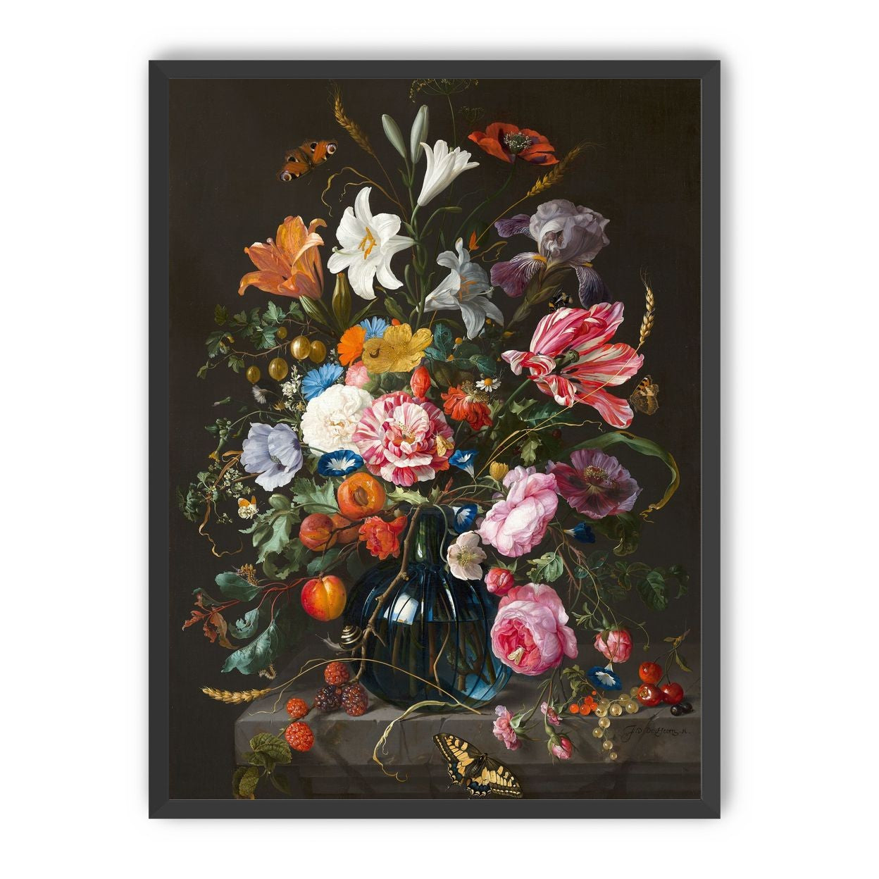 Butterflies over the blue vase