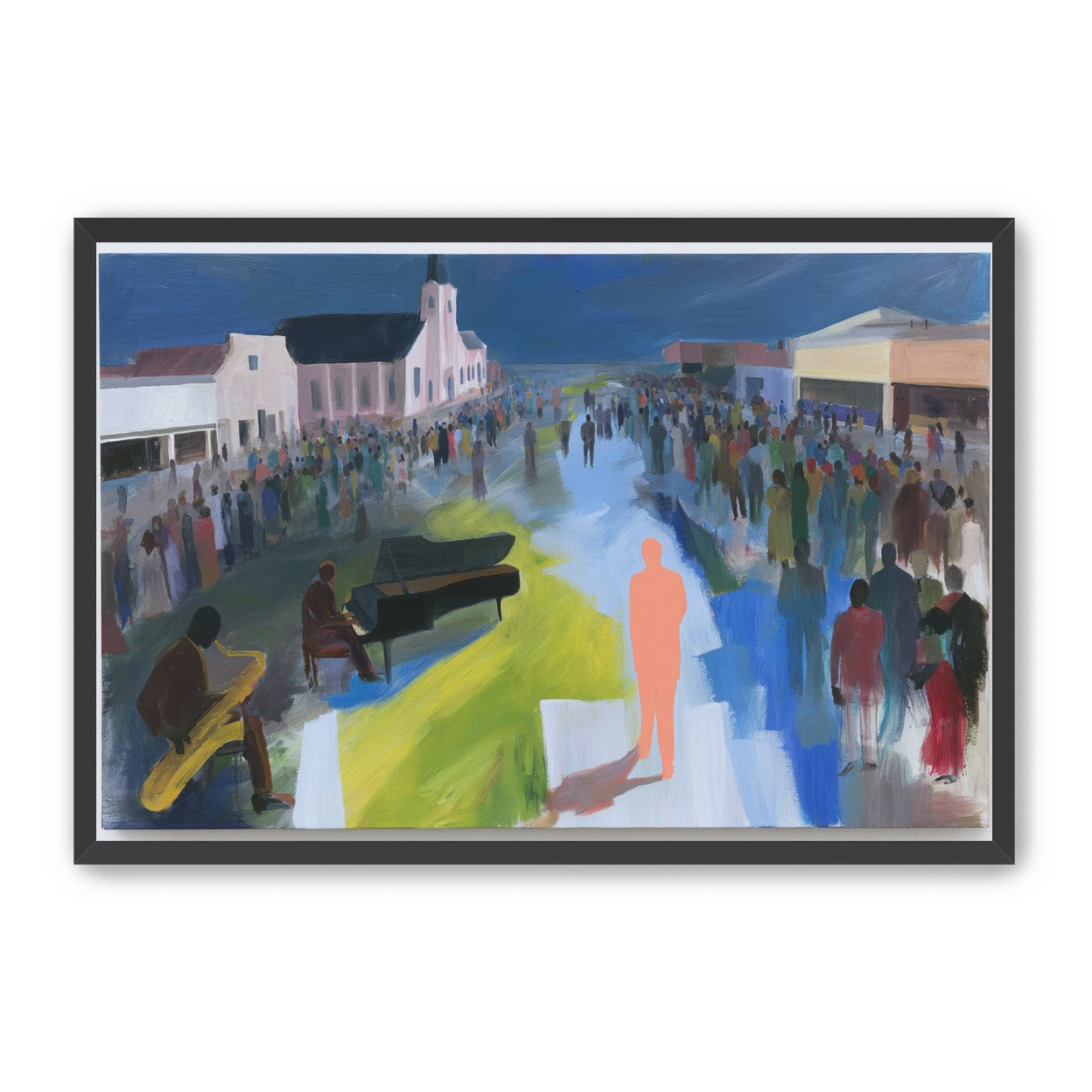 Crowd around the musicians