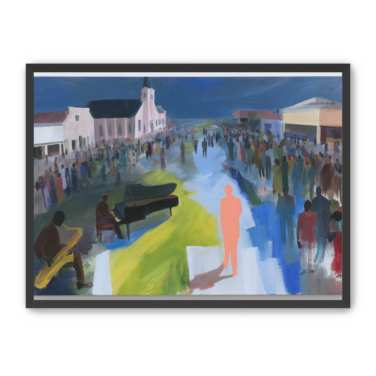 Crowd around the musicians