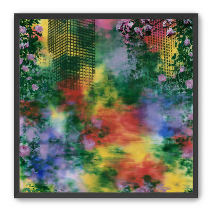 Blossoms over rainbow glass